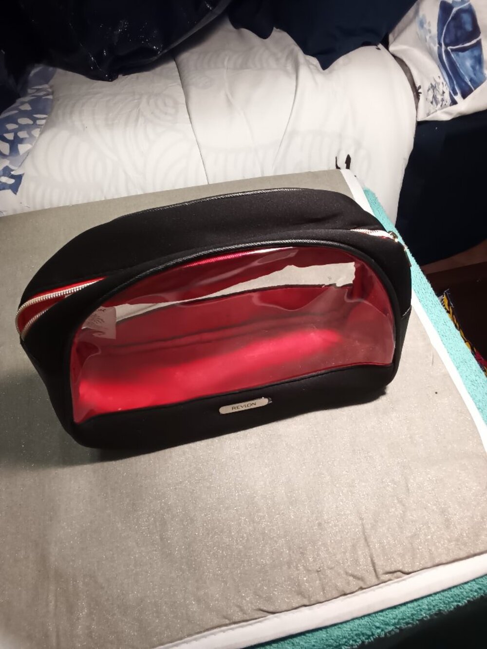 Revlon Clear Front Black and Red Makeup Bag